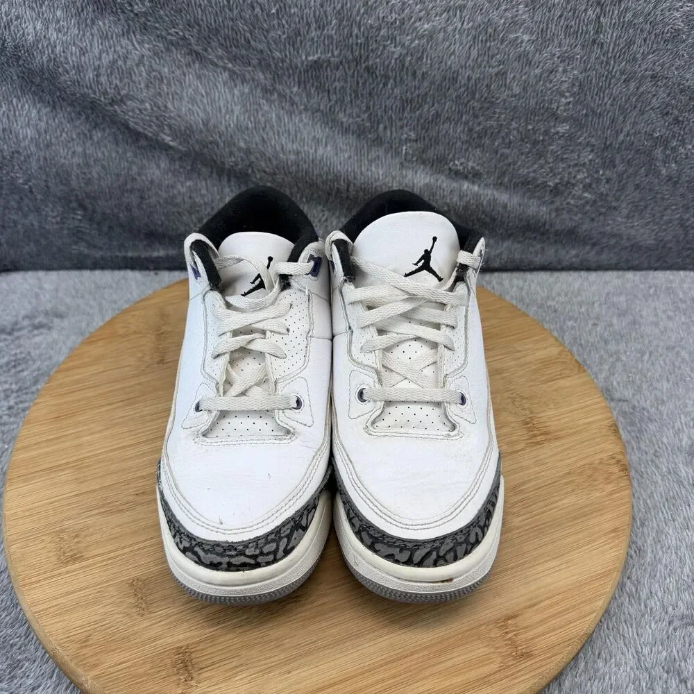 Nike Air Jordan 3 Retro Shoes Boys Size 1.5Y White Dark Iris Sneakers DM0966-105